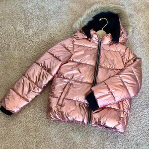 Hurley Baby Pink Metallic Puffer Coat - Youth XL